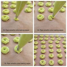 the process of making spiral cookies is shown