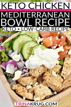 the keto chicken mediterranean bowl recipe is ready to be eaten