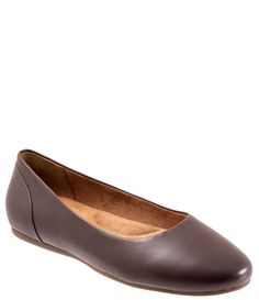 From SoftWalk&#x2C; the Shiraz Leather Slip-On Flats feature:Leather upperSlip-on styling Sueded microfiber liningRemovable PU foam cushioned footbedRubber outsoleApprox. 0.25" heel heightImported. Brown Leather Flats With Ortholite Insole, Brown Synthetic Flats With Cushioned Footbed, Comfortable Brown Synthetic Flats, Formal Leather Flats With Arch Support, Comfortable Flats, How To Make Shoes, Shiraz, Dillard's, Leather Slip Ons