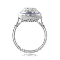 4.88 ct. Sapphire Platinum Diamond Ring Cushion Cut, Sapphire Cushion Cut Diamond Ring In Platinum, Platinum Sapphire Cushion Cut Diamond Ring, Luxury Sapphire Ring With Cushion Cut Center Stone, Luxury Cushion Cut Sapphire Ring With Center Stone, Luxury Cushion Cut Sapphire Ring With Halo Setting, Platinum Cushion Cut Jewelry With Center Stone, Luxury Platinum Sapphire Ring With Cushion Cut, Luxury Sapphire Ring With Cushion Cut In Platinum