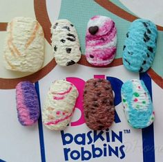 Nail Polish Ideas Easy, Crazy Nail Designs, Food Nails, Funky Nail Art, Baskin Robbins, Japanese Nail Art, Glamorous Nails, Exotic Nails