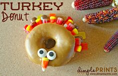 a donut decorated to look like a turkey