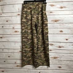 Denim & Co Beach Wide Leg Camo Cargo Pants 57% Cotton- 38% Rayon- 5% Spandex Size Xxs Petite Camouflage Print Slips Pockets On Sides Cargo Pockets On Legs Elastic Waist New With Tags **Measurements Are An Estimate** Waist 13 Inches Inseam 26.5 Inches Camouflage Straight Leg Cotton Bottoms, Casual High Rise Stretch Wide Leg Pants, Camouflage Relaxed Fit Bottoms With Elastic Waistband, Camouflage Cotton Bottoms With Elastic Waistband, Casual Camouflage Wide Leg Pants, Casual Full-length Camouflage Pants, Casual Full Length Camouflage Pants, Mid-rise Camouflage Bottoms For Fall, Camouflage Mid-rise Bottoms For Fall