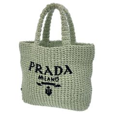 Prada Crochet Raffia Tote Bag Black W26cm-31cm X H24cm X D7cm Designer Rectangular Crochet Bag With Handles, Designer Crochet Rectangular Bag With Handles, Designer Rectangular Crochet Bag, Designer Crochet Bag With Braided Handles, Designer Rectangular Crochet Shopping Bag, Designer Crochet Top Handle Bag With Braided Handles, Chic Crochet Bag With Intrecciato Weave For Shopping, Designer Rectangular Crochet Bag For Daily Use, Luxury Crochet Tote Bag With Intrecciato Weave