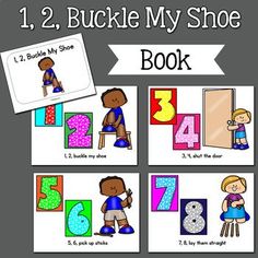 the number 1, 2, and 3 bucket my shoe book is shown with pictures of numbers