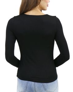 Black Long Sleeve Top Your closet called - it needs this long sleeve top! The everyday top every wardrobe needs, meet the new Modal V-Neck Long Sleeve Tee! The perfect blend of basic and fabulous, this luxurious modal long sleeve tee is a wardrobe staple you’ll want in every color. The secret G&L twist is in the fabric - we double lined the bodice to give you a smoothing, high quality finish and coverage that sets this tee head and shoulders above anything else on the market. We promise - this i Black Long Sleeve Tee, Head And Shoulders, Grace And Lace, Head & Shoulders, Black Long Sleeve Top, By Grace, Washed Jeans, Black Long Sleeve, Long Sleeve Tee