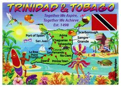 the map of trinidad and tobago, with all its major cities on it