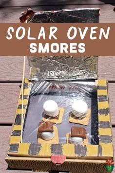 the homemade solar oven smores are ready to cook