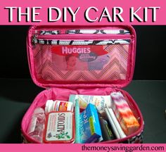 the diy car kit is packed with toiletries and other things to keep it organized