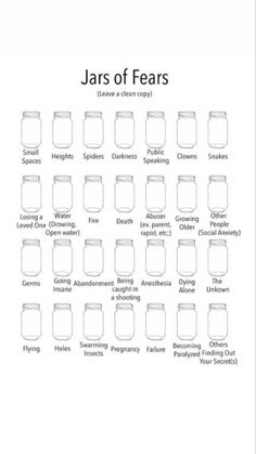 jars of tears chart with labels for each jar