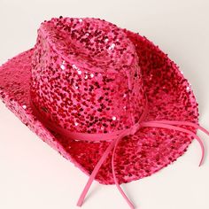 Take a walk on the wild side with our Women's Sequin Mesh Cowboy Hat! This hat boasts a bedazzled design that is perfect for any party or event. Made with 100% polyester, it is both stylish and durable. Plus, the adjustable suede string attached adds a touch of versatility to this cowboy hat design. Time to lasso in some attention! Size: One Size Fits All : 22-23" (57-58cm) Circumference, 3.5" Brim Size, 4.75" Crown** Western Style Summer Party Hat, Western Flat Brim Hats For Party, Western Style Mini Hat With Flat Brim For Party, Western Style Hat Bands For Spring Party, Spring Party Western Hat Bands, Western Style Flat Brim Top Hat For Party, Adjustable Flat Brim Party Hat, Western Mini Hat With Flat Brim For Party, Fun Adjustable Hats For Carnival