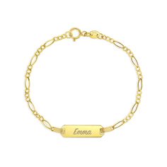 14k Gold 5.5" Engravable ID Figaro Baby / Toddler / Kids Bracelet Kids Bracelet, Kids Bracelets, Classic Bracelets, Figaro Chains, Figaro Chain, Id Bracelets, Toddler Kids, Special Birthday, Shopping List