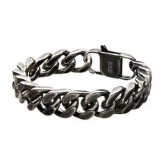 "He will love the durable and tough style of this men's stainless steel bracelet. He will love the durable and tough style of this men's stainless steel bracelet. BRACELET DETAILS Length: 8.5 in. Chain type: curb Chain width: 13 mm Metal: stainless steel Finish: antiqued Nickel free Packaging: boxed Size: 8.5"". Color: Silver. Gender: male. Age Group: adult." Modern Stainless Steel Bracelets For Streetwear, Modern Stainless Steel Jewelry For Streetwear, Modern Stainless Steel Cuban Link Bracelet, Gunmetal Stainless Steel Chain Bracelets, Stainless Steel Bracelet For Streetwear, Gunmetal Stainless Steel Link Bracelet, Silver Stainless Steel Wristband, Silver Cuban Link Stainless Steel Bracelets, Silver Cuban Link Stainless Steel Bracelet