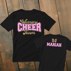 Custom Glitter Cheerleader Shirt *This custom shirt is handmade with professional vinyl. *Our shirts are unisex and are true to size! *In the photo's you will be able to see the custom options in regards to color that you may choose from. *We use 100% cotton shirts. The glitter material does not wash off and will last through multiple washes.  *If your shirt color is out of stock we will contact you as soon as possible to see if you would like to change shirt colors. By purchasing from us you agree to the following statements: *Due to the custom nature of this item we do not accept exchanges or refunds. *We are also not responsible for lost packages. Please contact your local post office for lost package information. Cheer Camp Shirts, Cheerleading Shirts, Cheer Shirt, Cheer Tshirts, Cheer Camp, Pom Pom Girl, Cheer Shirts, Custom Glitter, La Girl