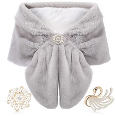 PRICES MAY VARY. What you get: you will receive 1 piece of elegant faux fur shawl and 2 pieces of faux pearl rhinestone brooches in different designs, a good combination to meet the wedding needs in winter for brides, also a sweet gift for your family or friends for the winter holidays Faux Fur Shawl Wrap: made of faux fur with enough smoothness and softness, it will bring you warm and comfortable feelings in cold days, make you look elegant and stylish in cold winter and fall nights; The medium Women 1920s, Faux Fur Shawl, Wedding Scarf, Fur Shawl, Rhinestone Wedding, Shawl Wrap, Rhinestone Brooches, Bridal Wedding, Scarf Wrap