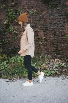 Casual Outfits Leggings Fall, Black Jeans And Shacket Outfit, Fall Airforce 1 Outfit, Shacket Outfit With Leggings, Casual October Outfits, Cream Fleece Shacket Outfit, Brown Leggings Outfit Work, Comfy Shopping Outfit Fall, Dress With Shacket Outfit