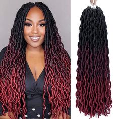 Crochet Twist Hairstyles Long, Curly Locs Hairstyles Dreadlocks, Curly Soft Locs, Crochet Goddess Locs, Crochet Twist Hairstyles, Random Hairstyles, Red Dreadlocks, Pre Looped Crochet Hair, Faux Locs Goddess