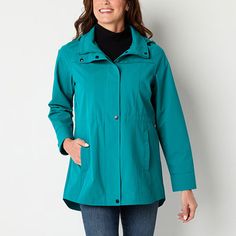 This St. John's Bay women's lightweight anorak is a stylish and practical wardrobe essential for the cooler months. It's crafted from a lightweight woven fabric and features a classic-fit, a zip collar, long sleeves, two front slip pockets, a snap-button and zipper closure down the front, and a hood for added protection from the elements. Features: PackableClosure Type: Snap & ZipperFit: Classic FitNeckline: Hooded NeckPockets: 2 Front Slip PocketsSleeve Length: Long SleeveWarmth Factor: Lightwe Zip Collar, Snap Button, Wardrobe Essentials, Woven Fabric, Healthy Living, Coats Jackets, Long Sleeves, Zipper, Wardrobe