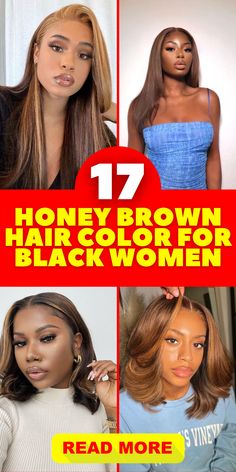 Discover the allure of honey brown hair color on black women. Whether you have short hair or long locs, this natural shade adds warmth and depth to your tresses. Embrace your natural curls and let the honey brown hues shine through. With its versatility and natural appeal, this hair color is perfect for black women looking to enhance their dark skin tones in a subtle and beautiful way. Blonde Highlights On Dark Skin Women, Chocolate Blonde Hair Black Women, Blonde Highlights On Dark Skin, Blonde Hair On Dark Skin Black Women, Honey Blonde Hair On Dark Skin Women, Highlights For Dark Skin Tone, Blonde On Dark Skin Black Women, Honey Brown Highlights On Black Women, Blonde Balayage Black Women