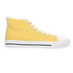 With these women's High Top Sneakers, you can keep your footwear simple! These renowned shoes initially reached the stores in 1957 as the 'Oxford,' and they still have the same style today that they had back then. These canvas trainers include an yellow canvas top for comfort and flexibility, as well as the striped midsole for a distinctive style. Other features include: .: Breathable polyester canvas.: Hi-poly deodorant memory foam insoles.: EVA shock-absorbing layer.: Durable rubber outsole Si Yellow Casual Sneakers With Rubber Toe Cap, Casual Yellow Sneakers With Rubber Toe Cap, Yellow High-top Sneakers With Vulcanized Sole For Spring, Classic High-top Canvas Shoes For Sports, Yellow Casual High-top Sneakers For Spring, Yellow Lace-up High-top Sneakers For Spring, Yellow Cotton Sneakers For Spring, Sporty Yellow Sneakers, Classic Yellow Sneakers With Rubber Sole