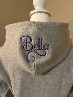 Adult Unisex Personalized Embroidered Hood Sweatshirt Hoodie. This is a Pullover, Gray Cotton, Polyester Thread. Special request other colors and sizes by email. Casual Fleece Hoodie With Embroidered Text, Casual College Hoodie With Custom Embroidery, Gray Embroidered Logo Sweatshirt For Winter, Winter Gray Sweatshirt With Embroidered Logo, Fleece Hoodie With Letter Embroidery, Fleece Hoodie With Letter Embroidery And Long Sleeves, Long Sleeve Fleece Hoodie With Letter Embroidery, Gray Embroidered Logo Hoodie For Fall, Sporty Hoodie With Embroidered Text