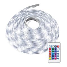 white led strip light with remote control and color changing lights on each end, for indoor use