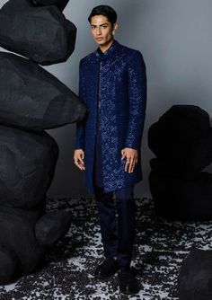 Formal Bandhgala With Mirror Work, Formal Sherwani With Mirror Work, Designer Bandhgala With Mirror Work, Designer Kurta With Intricate Embroidery For Festive Occasions, Designer Festive Kurta With Intricate Embroidery, Formal Sherwani With Mirror Work For Diwali, Festive Formal Sherwani With Mirror Work, Bollywood Style Bandhgala With Mirror Work, Formal Nehru Jacket With Mirror Work