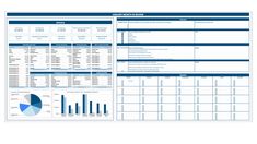 a blue and white business plan with graphs