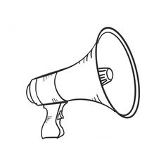 a black and white drawing of a megaphone