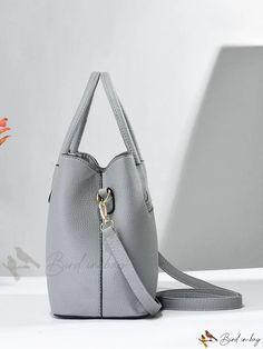 Bird in Bag - Womens Capacity Tote Bag with Pendant and Adjustable Shoulder Strap Trendy Gray Satchel For Daily Use, Trendy Gray Satchel With Double Handle, Trendy Gray Bag For Daily Use, Trendy Gray Satchel For Shopping, Trendy Gray Double Handle Satchel, Gray Office Bag With Adjustable Strap, Gray Casual Satchel With Double Handle, Casual Gray Satchel With Double Handle, Trendy Gray Shoulder Bag For Office