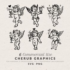 six cherub graphics for commercial use