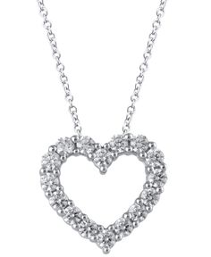 in stock Classic Open Heart Necklace With Brilliant Cut, Classic Diamond White Diamond Necklace For Valentine's Day, Classic Necklace With Brilliant Cut Open Heart, Classic Diamond Cut Necklace For Valentine's Day, Classic Heart-shaped Macy's Jewelry, Classic Diamond Cut Open Heart Necklace, Classic Open Heart Diamond Necklace, Macy's Diamond White Diamond Necklace For Anniversary, Round Brilliant Cut Diamond Necklace For Valentine's Day