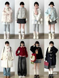 Shojou Outfit Winter, Juminocore Outfit Winter, Winter Douyin Outfits, J Fashion Winter, Outfit Ideas Cold Weather School, Simple Winter Outfits For School, Winter Shoujo Outfit, Shoujo Winter Outfits, Winter Outfits Cold Aesthetic