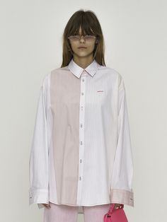 Editor's NotesNORNOT's oversized fit stripe shirt features a unique and trendy silhouette and great to wear in summer.- Oversized fit- Dropped shoulder- Spread collar- Stripe pattern- Button closure at front- Embroidery at chestMeasurements(in.)- Size: One size- Length: 31.9 in.- Chest: 54.3 in.- Shoulder: 22.4 in.- Sleeve length: 23.6 in.*Model informationMan - Height: 5'8 Weight: 114.6 lbs Size: One sizeComposition & Care- 100% Cotton- Machine washDesigner- by NORNOT Oversized Summer Shirt With Striped Collar, Oversized Striped Collared Blouse, Oversized Blouse With Striped Collar For Spring, Spring Oversized Blouse With Striped Collar, White Shirt With Signature Stripes For Spring, Spring White Shirt With Signature Stripes, Trendy Oversized Tops With Vertical Stripes, Oversized Button-up Blouse With Vertical Stripes, White Button-up Shirt With Contrast Stripes