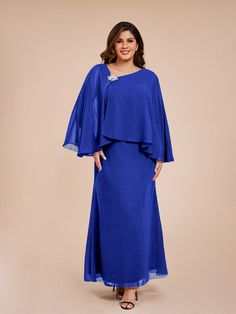 Royal_Blue Elegant Flowy Floor-length Mother Of The Bride Dress, Elegant Floor-length Flowy Mother Of The Bride Dress, Elegant Chiffon Mother Of The Bride Evening Dress, Elegant Formal Georgette Mother Of The Bride Dress, Elegant Floor-length Chiffon Dress For Mother Of The Bride, Formal Floor-length Georgette Mother Of The Bride Dress, Elegant Chiffon Dress For Wedding, Formal Flowy Chiffon Mother Of The Bride Dress, Chiffon Mother Of The Bride Floor-length Dress For Wedding