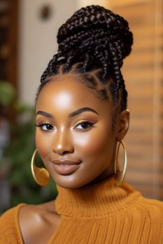 Looking for a unique alternative to traditional braiding hair? Try out knotless yarn braids styled into a bun. The yarn adds texture and depth, while the bun updo gives it a touch. Click here to check out more best knotless braids ideas trending right now. Crown Braids For Black Women, Braid Updo For Black Women, Updo Braids For Black Hair, Halo Braid With Weave, Black Women Braids Hairstyles, Knotless Braids Ideas, Easy Hairstyle Tutorials, Rainbow Hairstyles