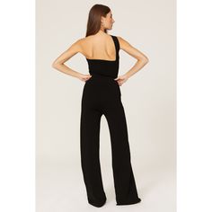 Black knit (65% Rayon, 35% Polyamide). Jumpsuit. Asymmetric neckline. Sleeveless. Pull-on. 56.5" from shoulder to hemline. 40" inseam. Imported. Asymmetric Neckline, Rent The Runway, Closet Designs, Black Knit, Jumpsuit, Fashion Design, Black