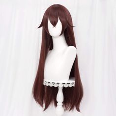 Straight Brown Wig for Amber Cosplay Costume Women Long Anime Natural Soft Party Hair Wigs with Amber Cosplay, Genshin Impact Amber, Anime Wigs, Straight Bangs, Fashion Merchandising, Kawaii Hairstyles, Amber Brown, Brown Wig, Long Wigs