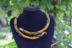 Handmade Gold Beaded Necklace Fashion Accessory, Handmade Gold Beaded Necklaces As Fashion Accessory, Handmade Gold Beaded Necklace As Fashion Accessory, Unique Gold Snake Necklace, Handmade Snake Shape Necklace Gift, Handmade Snake-shaped Necklace For Gift, Handmade Snake Necklace For Gifts, Handmade Snake Shape Necklace For Gift, Handmade Gold Snake Necklace