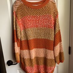 New Without Tags Free People/ Fp Beach Sweater Size Xs. Can Be Worn As A Lighter Sweater With A Tank Top Underneath Or As A Swimsuit Cover Up! Brown Knit Sweater For Casual Wear, Brown Summer Beach Sweater, Summer Beach Brown Sweater, Brown Sweater For Spring Beach, Brown Sweater For Beach In Spring, Beach Sweater, Free People Beach, Light Sweater, Free People Sweater