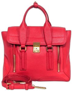 Current Boutique-3.1 Phillip Lim - Red Leather Pashli Satchel Bag Red Satchel With Gold-tone Hardware Modern Style, Modern Red Satchel With Gold-tone Hardware, Modern Red Bag With Metal Hardware, Red Satchel With Metal Hardware, Red Satchel With Metal Hardware For Everyday Use, Red Rectangular Satchel With Metal Hardware, Red Leather Satchel With Metal Hardware, Philip Lim, Buy Shoes Online