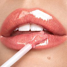 A dreamy high-shine peach lip gloss! Charlotte Tilbury Collagen Lip Bath, Peach Lip Gloss, High Shine Lip Gloss, Peach Lips, Lip Enhancement, Pink Lip Gloss, Beauty Light, Marine Collagen, Natural Lip