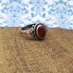 SOLnSILVER Handmade Authentic Gemstone Bohemian 925 Silver Jewelry Carnelien Leaf Design Ring, 925 Sterling SIlver Ring, Handmade Red Stone Statement Ring, Best Selling Item, Trending Gift Item Handmade Ring - Stone Polish - High - Silver Polish - High - Stone Name -  Carnelien   - Stone Shape -  Oval  - Design Shape  - Oval  - Stone Color -  Red - Stone Category -  Cabochon - Metal - Sterling Silver - Metal Purity - 925 parts per 1000 Why To Wear Silver As a metal, silver has significant health Silver Carnelian Ring As A Gift, Silver Carnelian Rings For Gift, Red Sterling Silver Rings With Natural Stones, Red Sterling Silver Ring With Natural Stones, Red Carnelian Hallmarked Rings, Spiritual Red Sterling Silver Ring, Spiritual Red Ruby Ring In Sterling Silver, Adjustable Silver Carnelian Rings, Handmade Carnelian Ring