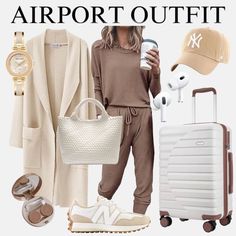 Airplane Aesthetic Outfit, Plane Fits, Plane Outfit Airport Style, Winter Outfits Casual Cold, Airplane Outfit, Comfortable Airport Outfit, Airport Outfit Ideas, Comfortable Travel Outfit, Airplane Outfits