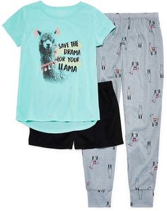 Llama Drama 3pc Pajama Set - Girls #Drama#Llama#Arizona Llama Decor, Clothes Sizes, Drama Llama, Jcpenney Dresses, Llama Drama, Kids Summer Fashion, Shorts Jeans, Girls Clothes