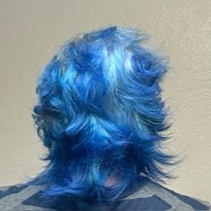 #blue #shorthair #bluehaircolor Hair Dye Colors Blue, Blue Spiky Hair, Shaggy Blue Hair, Punk Blue Hair, Teal Hair Men, Blue Locs Men, Blue Tip Hair, Blue Hair With Black Roots, Blue Highlights Short Hair