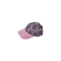 a pink and black hat with paisley print on the visor, sitting against a white background