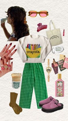 spring outfit inspo , eclectic outfit, summer outfit inspo, grandpa outfit inspo, bright, fun and colorful outfit inspo, teacher outfit Bright Color Outfits Summer, Librarian Chic Outfits, Fun Teacher Outfits, Eclectic Outfit, Casual Teacher Outfits, Grandpa Outfit, Maximalist Outfits, Comfy Work Outfit, Colorful Summer Outfits