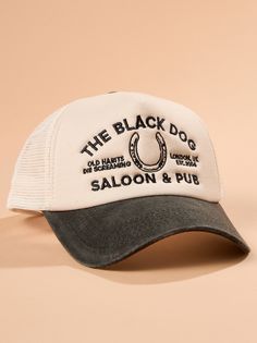 Inspired by everyone's favorite saloon and pub, this adjustable trucker hat is the perfect piece to finish off your look. Retro Adjustable Trucker Hat For Country Events, Retro Trucker Hat For Country Events, Western Trucker Hats, Western Style Trucker Hat For Western-themed Events, Adjustable Country Style Trucker Hat For Western-themed Events, Vintage Snapback Trucker Hat For Country Events, Christmas Boots, Baseball Trucker Hat, Altard State