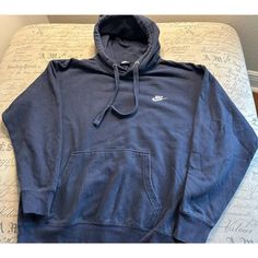 Brand: Nike Color: Blue Size: Men’s Large Condition: Gently Used - Good Please Note: Color May Vary Slightly Due To Screen And Lighting. All Items, Unless Marked Nwt, Are Gently Used And May Have Signs Of Wear. Vintage Items Are 20-40 Years Old!!! We Try To Call Out Any Flaws/Imperfections In The Description. Please View All Photos For Condition And Feel Free To Message Me For More Pictures Or Measurements. Please Wash All Items Prior To Wear. Want This Piece For A Lower Price? Then, Shop My Clo Nike Casual Sweatshirt With Drawstring Hood, Casual Nike Hoodie Sweatshirt, Nike Casual Top With Drawstring Hood, Nike Long Sleeve Blue Sweatshirt, Nike Blue Hoodie For Fall, Blue Nike Hoodie For Fall, Nike Casual Long Sleeve Hoodie, Nike Casual Cotton Hoodie, Casual Nike Cotton Hoodie